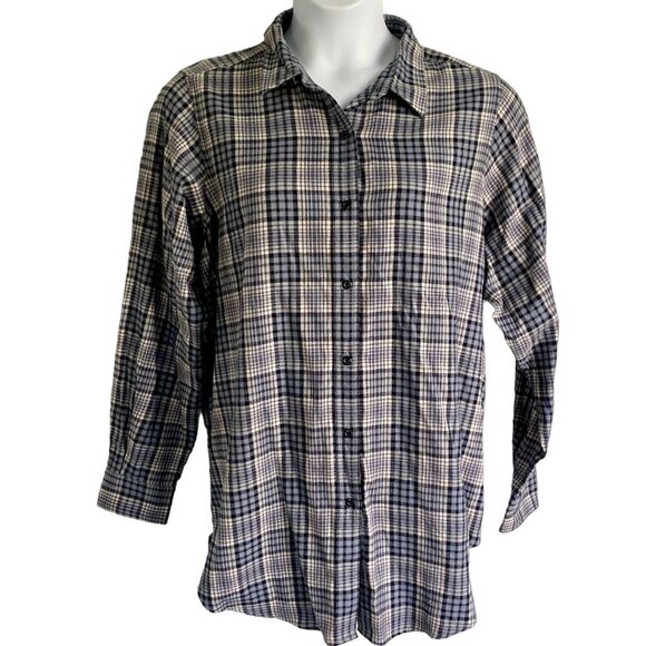 August Max Woman Plaid Long Sleeve Button Up Shirt Size 1X NEW - Picture 2 of 9